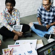 A group discussing on marketing.